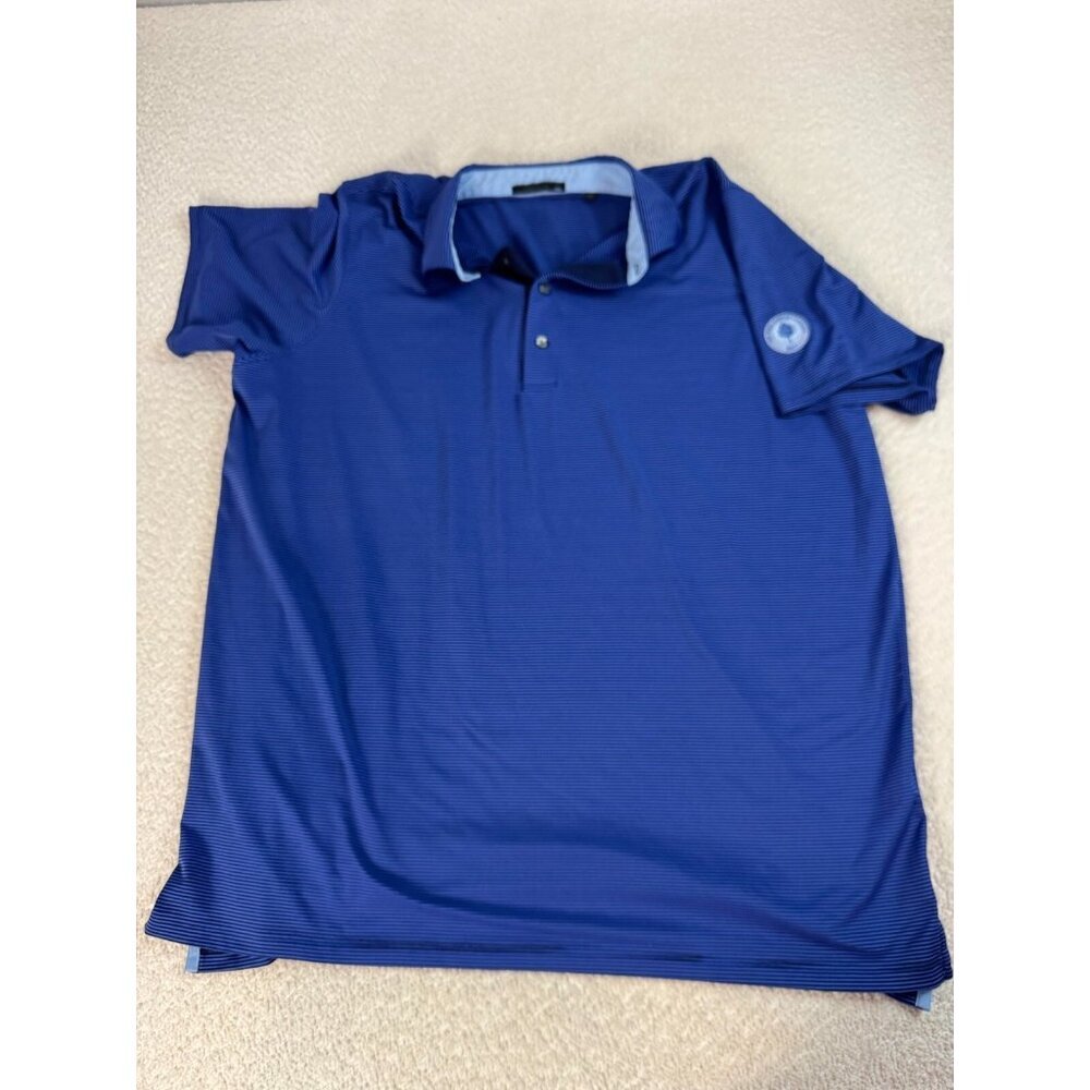 Greyson Mens Duke Gibson Classic Striped Performance Golf Polo Shirt Blue XXL